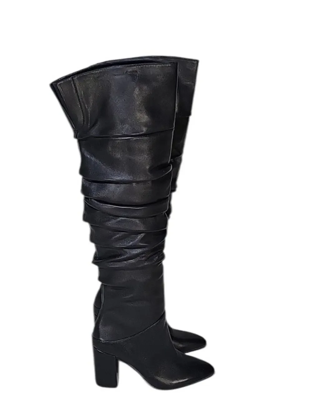 INC International Concepts Women's Tabithaa Leather Over The Knee Black 9M NIB